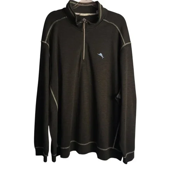 Tommy Bahama Tobago Bay Half Zip Pullover Men’s 2XB Black Big & Tall - Picture 2 of 6